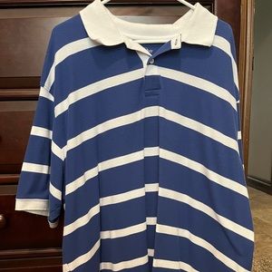 Blue and white polo